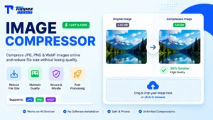Toppez Tools Image Compressor for compressing JPG, PNG, and WebP images online