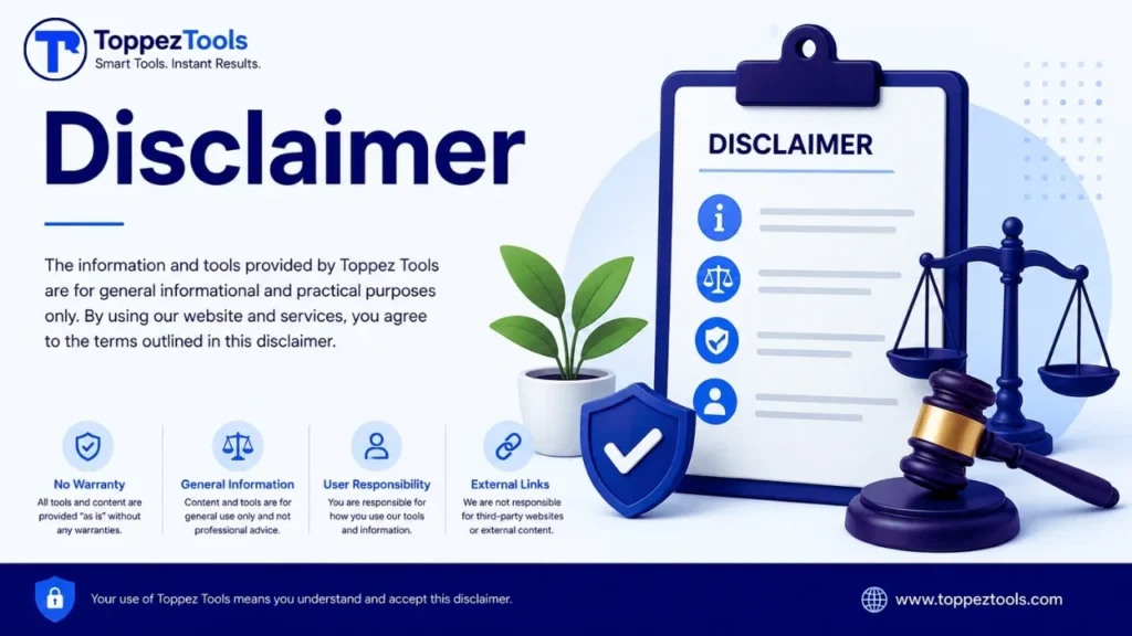 Toppez Tools Disclaimer – Important Information About Online Tools and Services