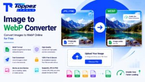 Toppez Tools Image to WebP Converter for converting JPG and PNG images to WebP format online