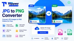 Toppez Tools JPG to PNG Converter for converting JPG images to PNG format online for free