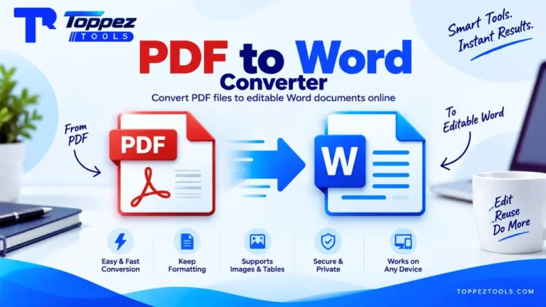 Toppez Tools PDF to Word Converter for converting PDF files into editable Word documents online